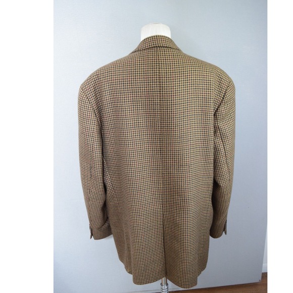Chaps Ralph Lauren Blazer 44T Brown Houndstooth Wool Sport Coat Mens Jacket - Picture 5 of 8